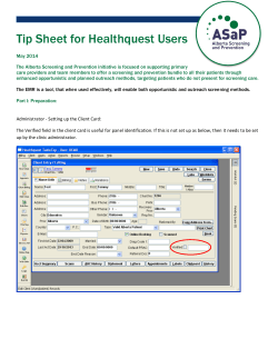 Tip Sheet for Healthquest Users