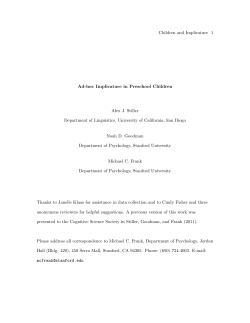 Children and Implicature 1 Ad-hoc Implicature in Preschool Children