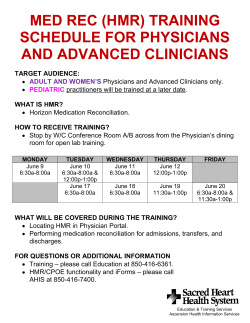 (hmr) training schedule for physicians and