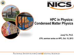 HPC in Physics: Condensed Matter Physics