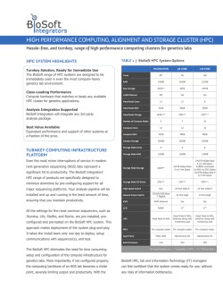 High Performance Computing Information Sheet