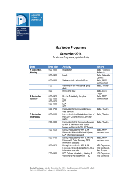 Max Weber Programme September 2014