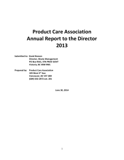 2013 – BC Paint Program - Product Care Association