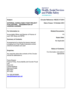 HSC_F_ 47-2014 External Consultancy Dissemination of Lessons