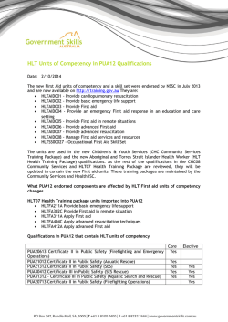 HLT Units of Competency in PUA12 Qualifications