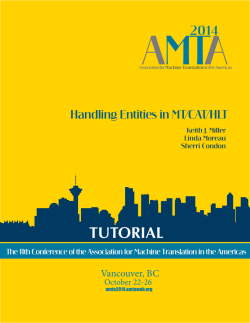Handling Entities in MT/CAT/HLT