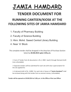 jamia hamdard tender document for running canteen/kiosk at the