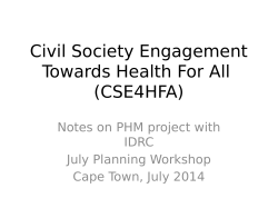 Civil Society Engagement Towards Health For All (CSE4HFA)