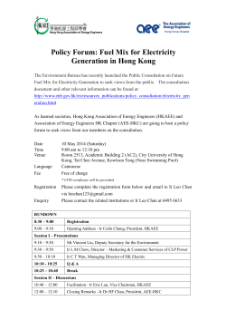 Policy Forum: Fuel Mix for Electricity Generation in Hong Kong
