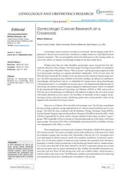 Gynecologic Cancer Research at a Crossroads