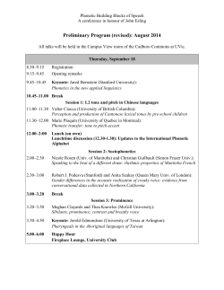 Preliminary Program (revised): August 2014