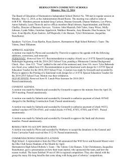 HERMANTOWN COMMUNITY SCHOOLS Minutes: May 12, 2014