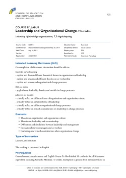 Leadership and Organisational Change, 7,5 credits