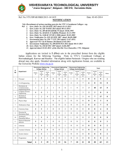 Download Full Advt. for VTU Recruitment 2014