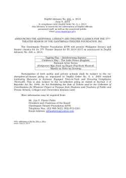 DepEd Advisory No. 241, s. 2014 June 9, 2014 ANNOUNCING THE