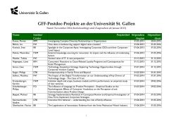 GFF-Postdoc-Projekte an der Universität St. Gallen