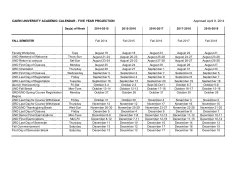 5 Year Projected Academic Calendar