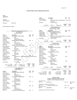 Lehman Student Copy Undergraduate Record