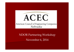 2014 NDOR Workshop - The American Council of Engineering