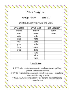 Group: Yellow Sort: 11 CVC short CVCe long Rule Breaker which
