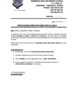 A-Application Form - Usambara Girls Secondary School