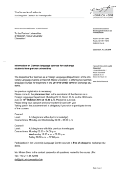 Information on German language courses for exchange students
