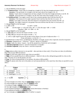 Geometry Placement Test Review 1 (Answer Key) . . . I hope there