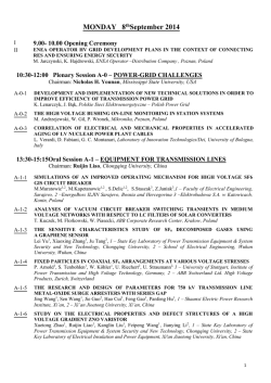 ICHVE 2014 list of presentations