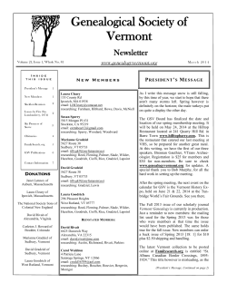 Vol 21 No 1 - Genealogical Society of Vermont