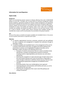 Information for Local Reporters Sepsis study