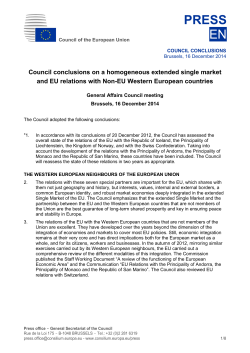 Council conclusions on a homogeneous extended single