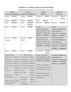 IB Course Planner - Cardinal Carter Catholic High School