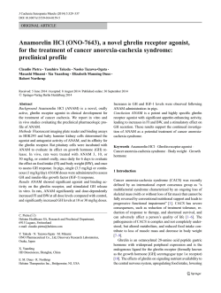 Anamorelin HCl (ONO-7643), a novel ghrelin receptor agonist, for