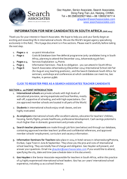 Information for new South African Candidates