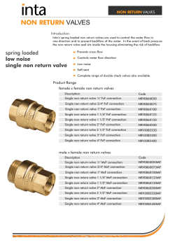 Technical Data Sheet - Non return valves - R1