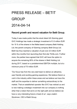 PRESS RELEASE – BETIT GROUP 2014-04-14