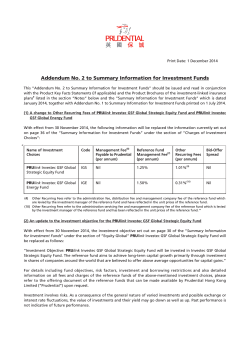 Addendum No. 2 to Summary Information for Investment Funds