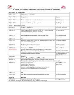 Radiotherapy in Lung Cancer, 10th and 11thOctober 2014