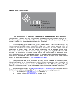 Invitation to HDB PEAK Forum 2014 HDB will be holding its