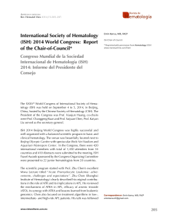 International Society of Hematology (ISH) 2014