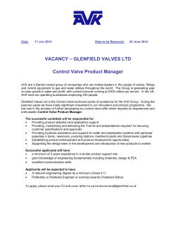 GLENFIELD VALVES LTD Control Valve Product Manager