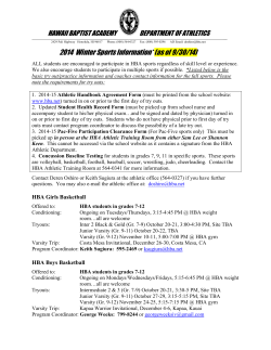 2014 Winter Sports Information* (as of 9/30/14)