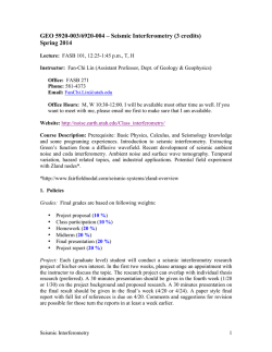 Seismic Interferometry - Bioscience Graduate Studies