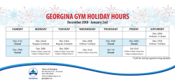 GEORGINA GYM HOLIDAY HOURS