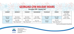 GEORGINA GYM HOLIDAY HOURS
