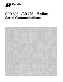 GPD 503, VCD 703 - Modbus Serial Communications
