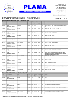 EXTRUDERS * EXTRUSION LINES * THERMOFORMING