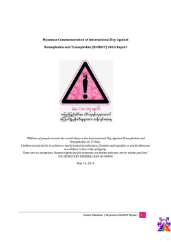 Myanmar IDAHOT report - International Day Against Homophobia