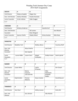 Winding Trails Summer Day Camp 2014 Staff Assignments