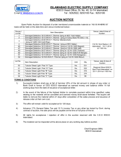 ISLAMABAD ELECTRIC SUPPLY COMPANY AUCTION NOTICE